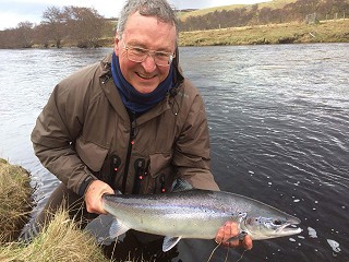 Mr T Abraham with his 7lb salmon